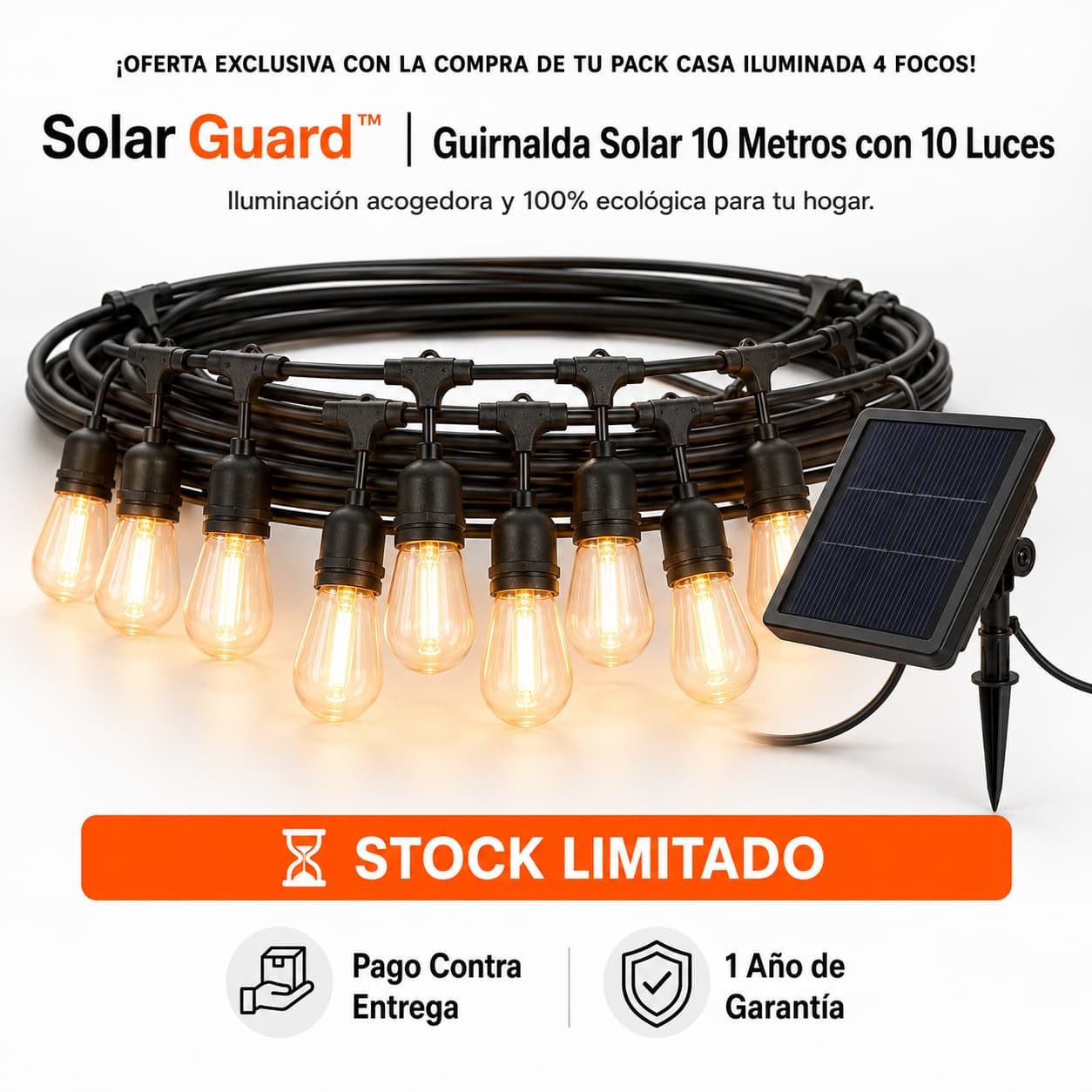 Solar Guard™| Guirnalda Solar 10 Metros con 10 Luces