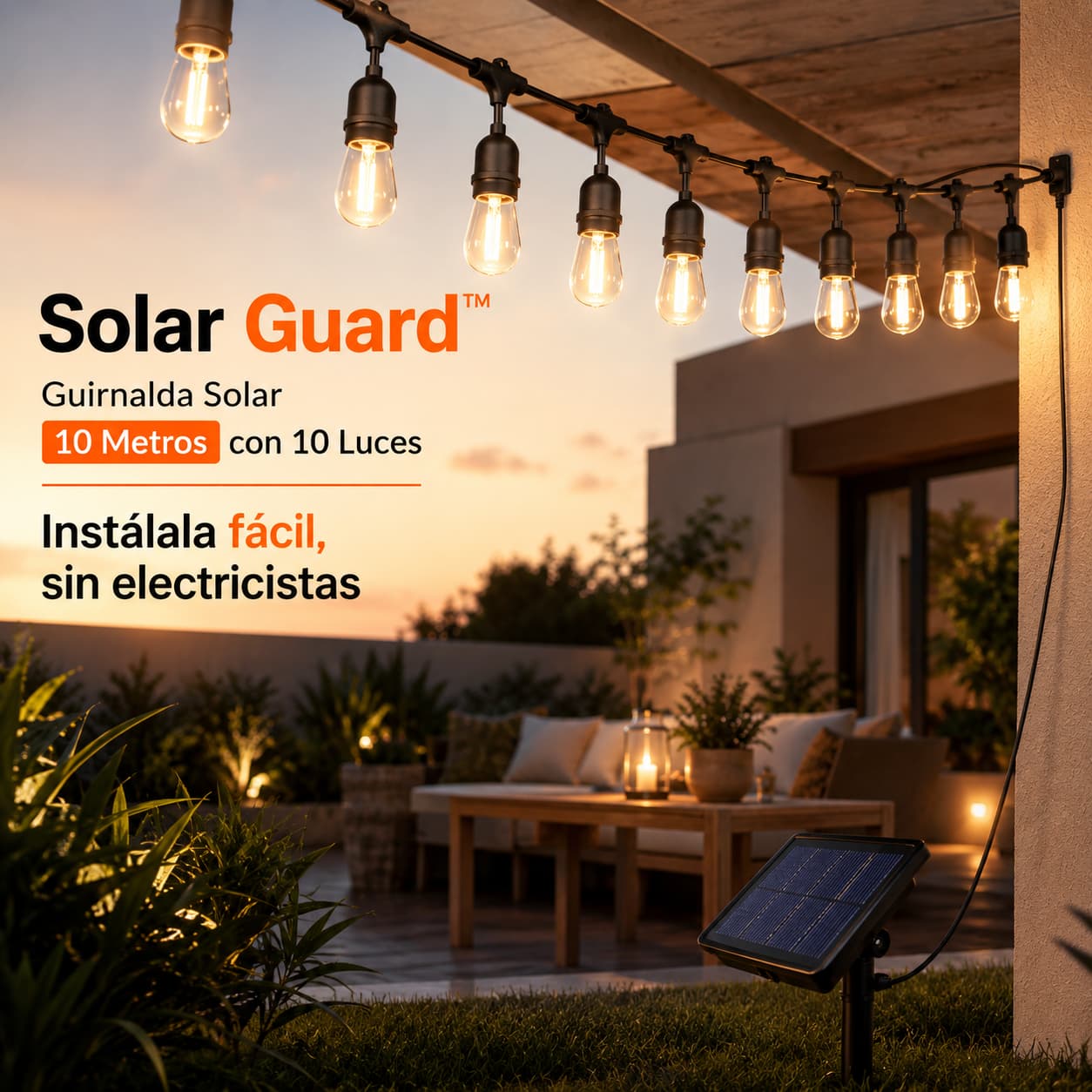 Solar Guard™| Guirnalda Solar 10 Metros con 10 Luces
